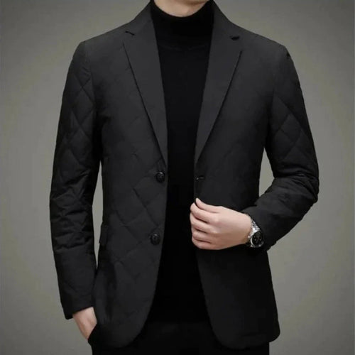 Drune | Steppjacke Slim Fit Rautenmuster Knopfverschluss Reverskragen