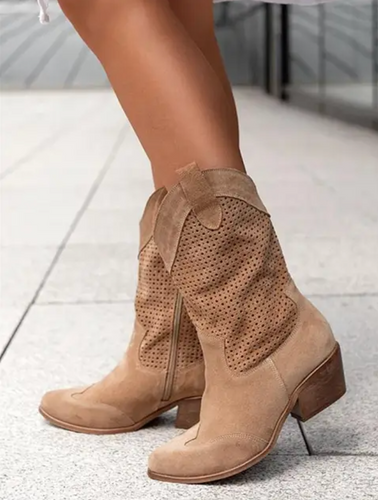 Drune | Stiefel Atmungsaktiv Niedriger Absatz Cowgirl-Stiefel Damenstiefel