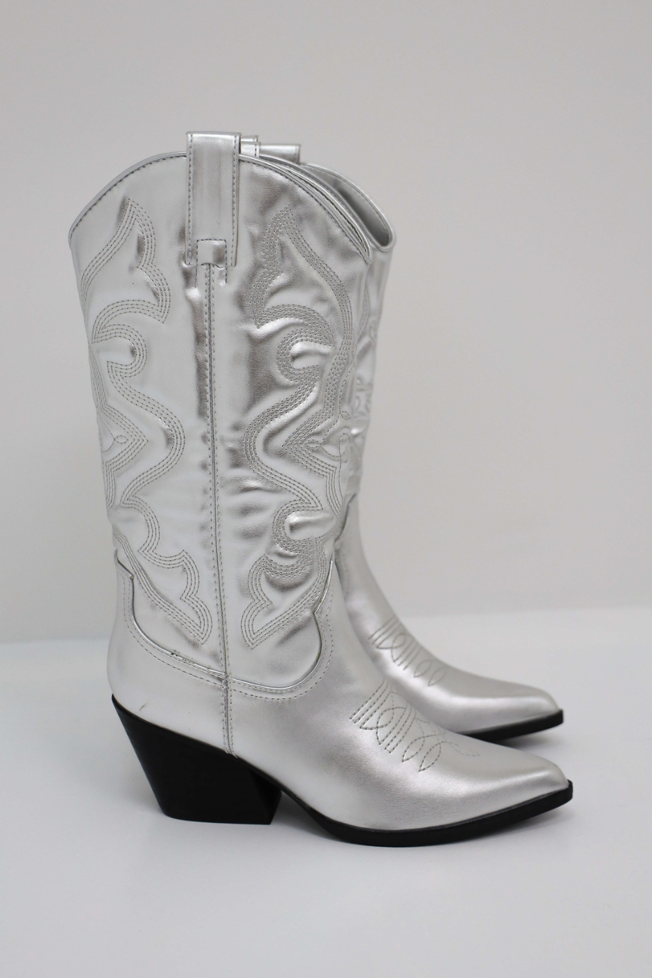 Cowboystiefel - Damen Mittelwaden Chunky Heel Spitz Schuh Cowgirl Stiefel Drune