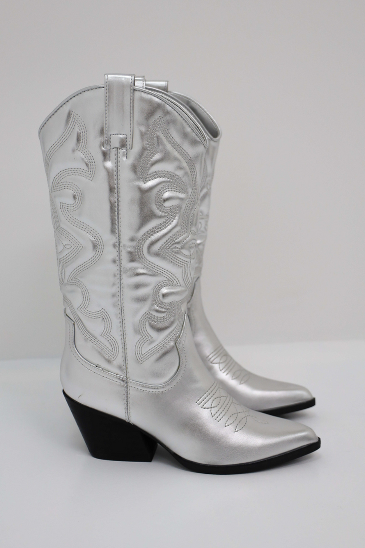 Cowboystiefel - Damen Mittelwaden Chunky Heel Spitz Schuh Cowgirl Stiefel Drune