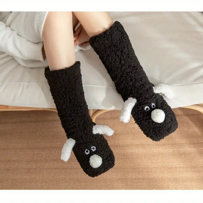 Drune | Plüsch rutschfeste Wintersocken mit Tiermuster für Kinder und Erwachsene