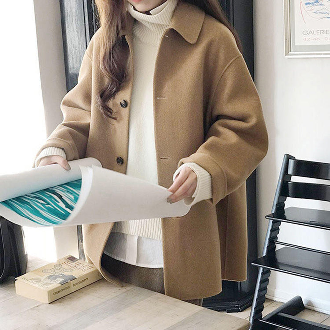 Drune | Midikleid Damenmantel mit Knopfverschluss - Lockere Passform, Nicht dehnbar, Winter-Essential