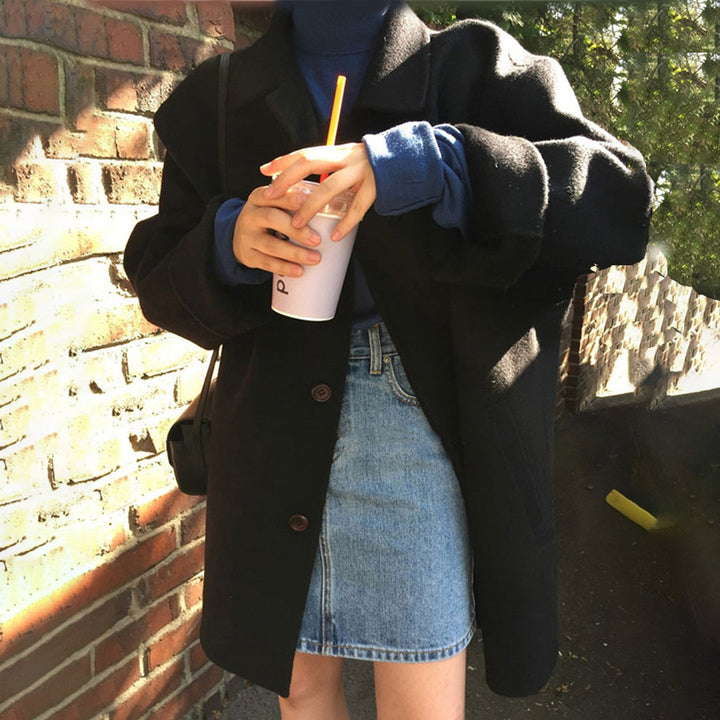 Drune | Midikleid Damenmantel mit Knopfverschluss - Lockere Passform, Nicht dehnbar, Winter-Essential