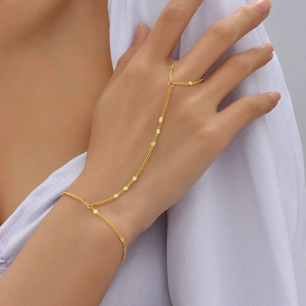 Drune | Kreative Kleine Kettenarmband Fingerringe