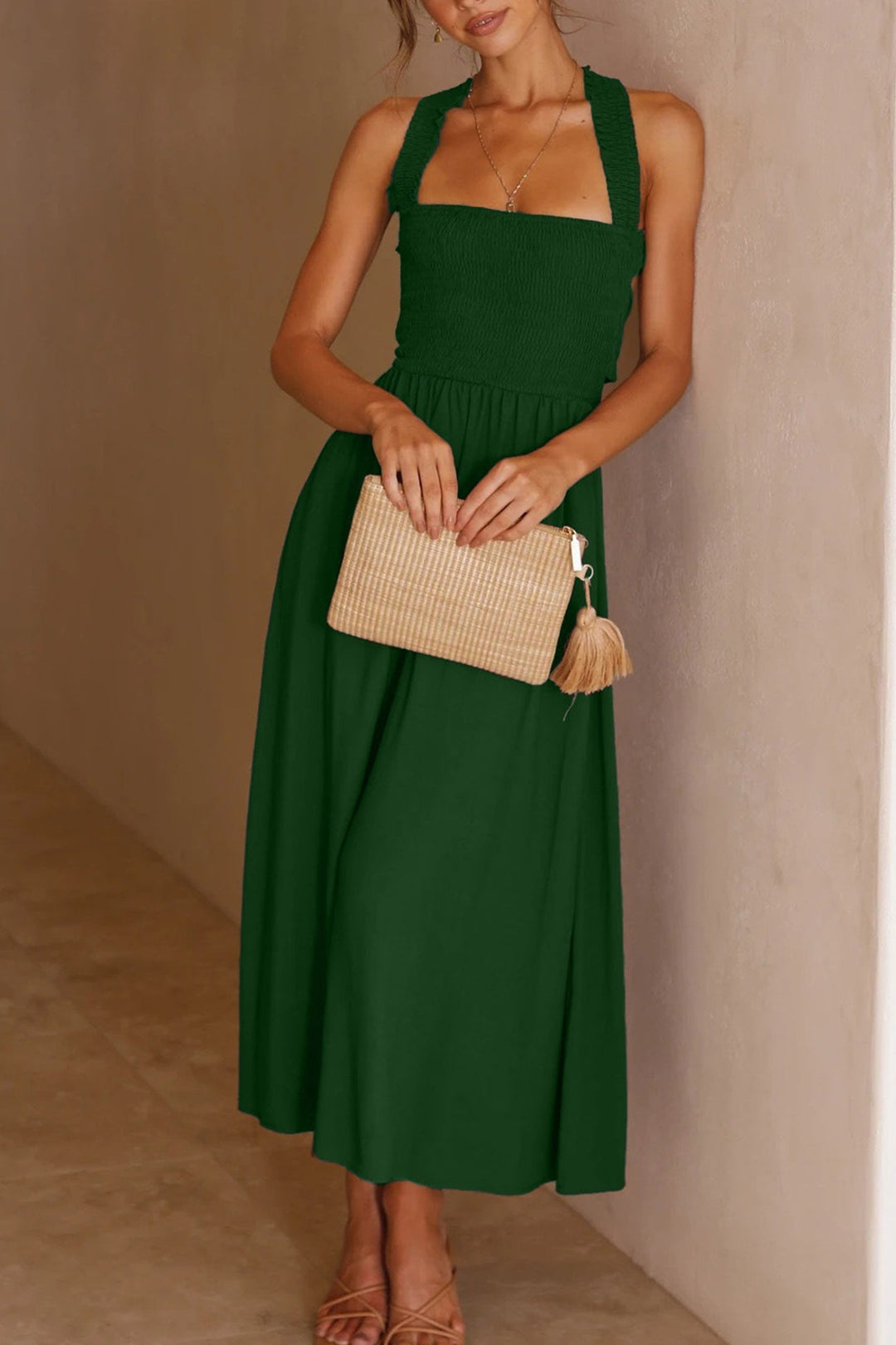 Drune | Crisscross Tie-Back Midi Kleid