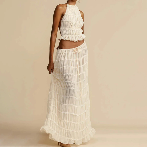 Drune | Top Und Rock Set Offene Rücke Halterneck Maxi Rock Zweiteiliges Set