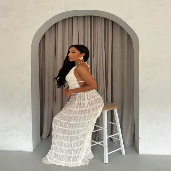 Drune | Top Und Rock Set Offene Rücke Halterneck Maxi Rock Zweiteiliges Set