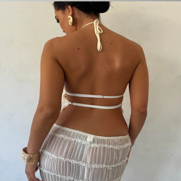 Drune | Top Und Rock Set Offene Rücke Halterneck Maxi Rock Zweiteiliges Set