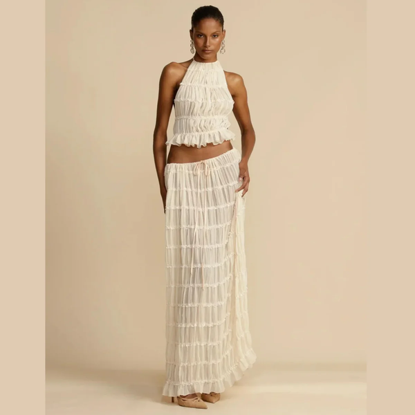 Drune | Top Und Rock Set Offene Rücke Halterneck Maxi Rock Zweiteiliges Set