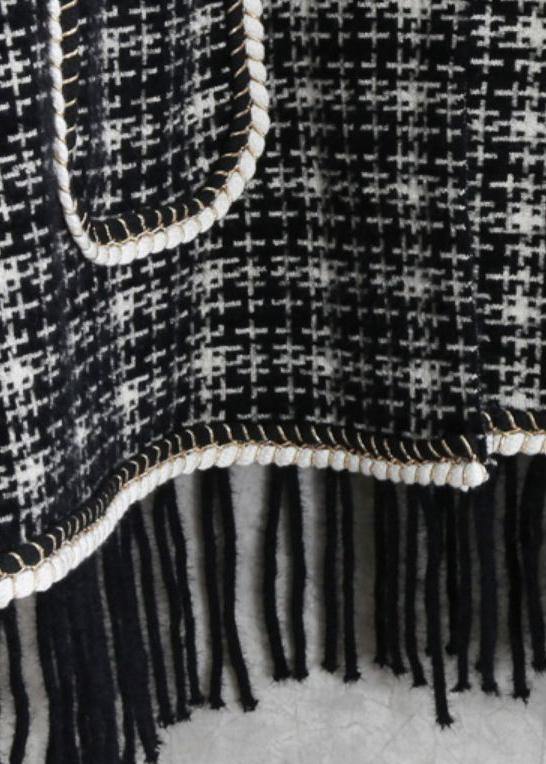 Drune | Strickwaren trendige Plus Size schwarze Batwing Ärmel Fransen Strickmäntel