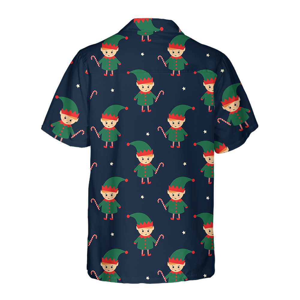 Drune | Süßer Elf mit Zuckerstangen-Hawaiihemd, lustiges Elf-Weihnachtsshirt, beste Weihnachtsgeschenkidee