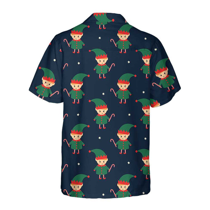 Drune | Süßer Elf mit Zuckerstangen-Hawaiihemd, lustiges Elf-Weihnachtsshirt, beste Weihnachtsgeschenkidee