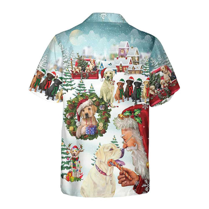 Drune | Süße Labrador Hunde feiern Weihnachten Hawaiian Shirt, lustiges Labrador Shirt, bestes Weihnachtsgeschenk
