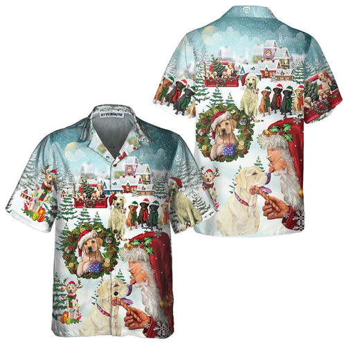 Drune | Süße Labrador Hunde feiern Weihnachten Hawaiian Shirt, lustiges Labrador Shirt, bestes Weihnachtsgeschenk
