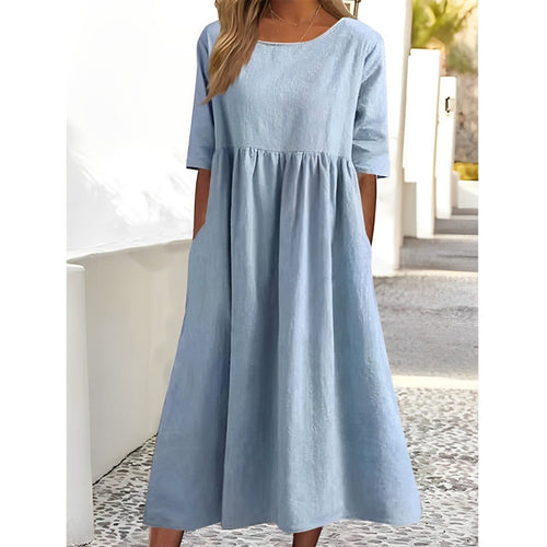 Drune | Atmungsaktives Baumwoll Leinen Midi Kleid