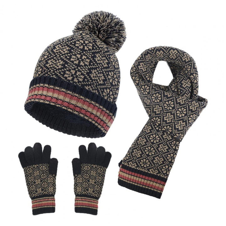 Drune | Lässiges Herbst Winter 4-teiliges Warmes Strickset für Frauen