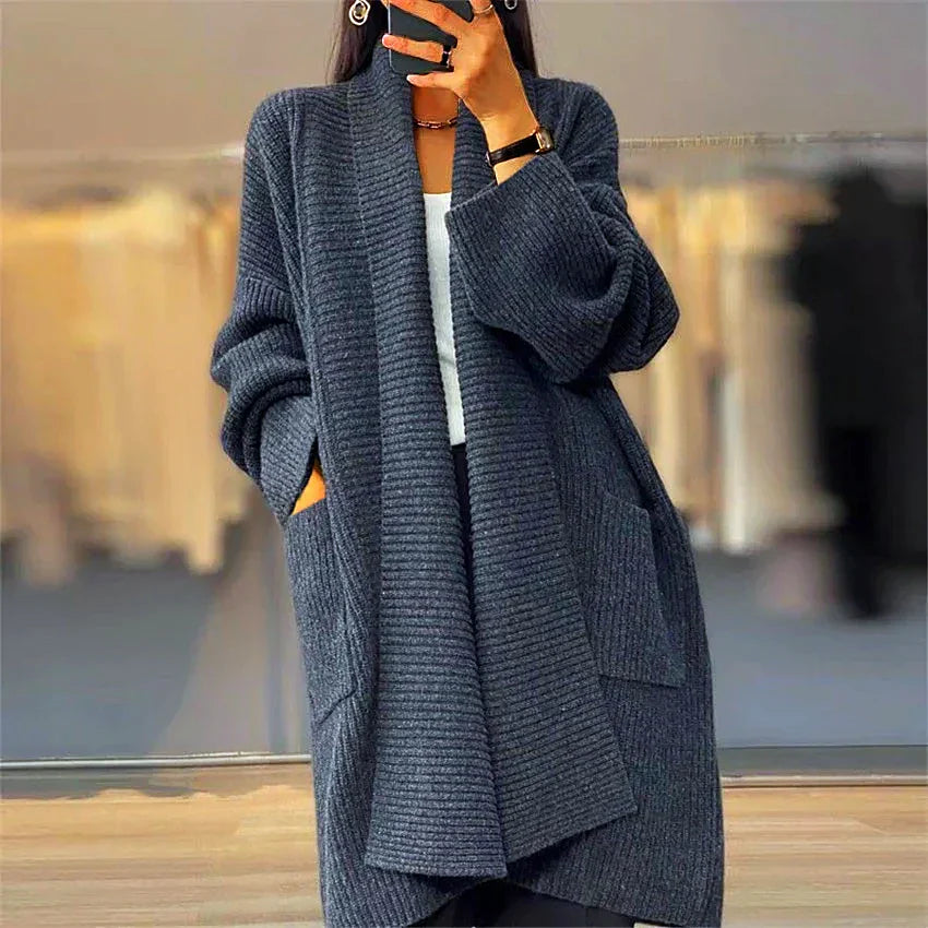 Drune | Verdickte Damen-Strickjacke in Unifarben