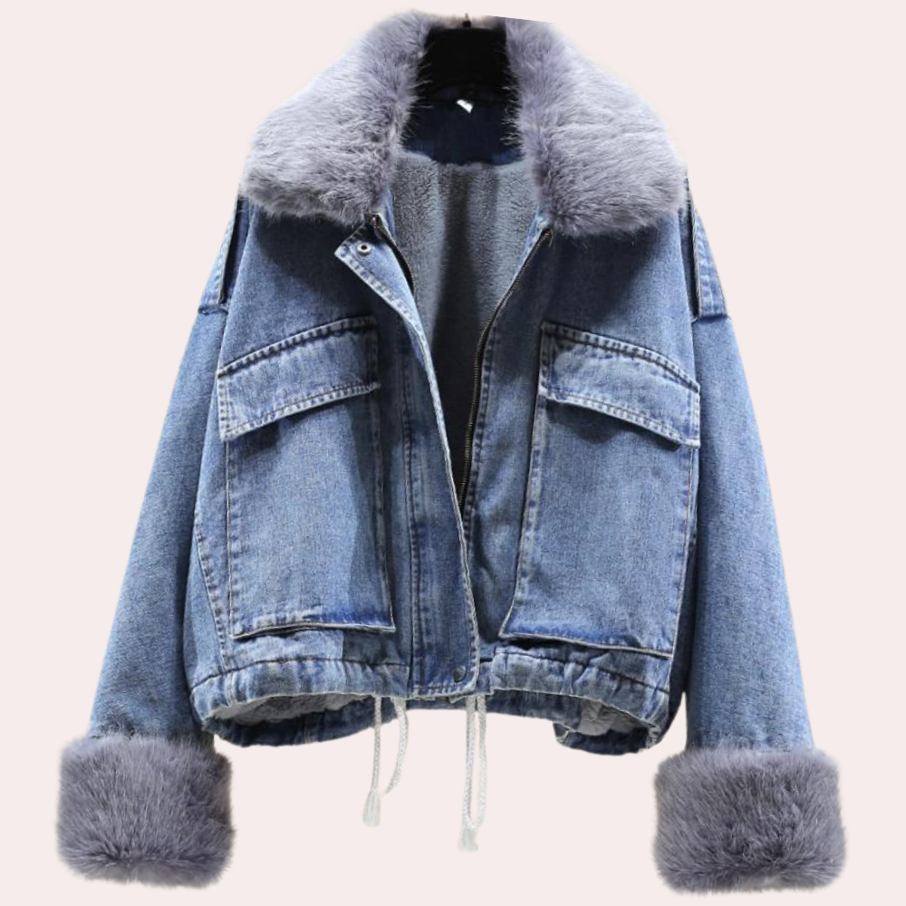 Drune | Damen moderne Denim-Daunen-Winterjacke