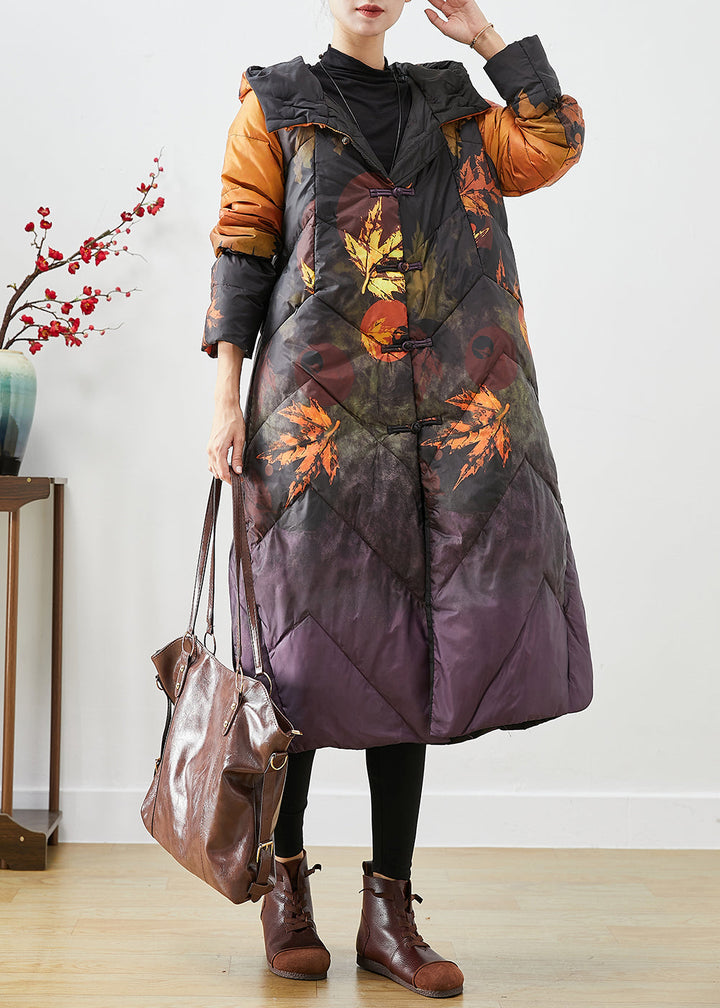 Drune | Orange Batik Chinesischer Knopf Daunen Wintermäntel