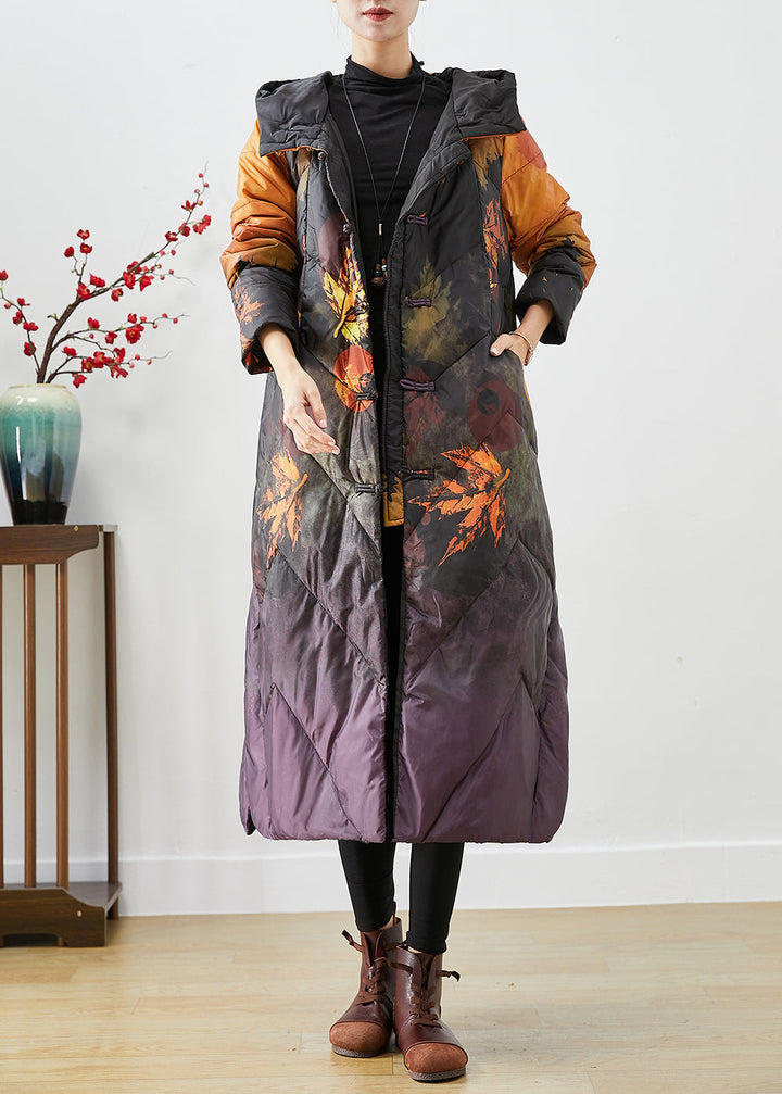 Drune | Orange Batik Chinesischer Knopf Daunen Wintermäntel