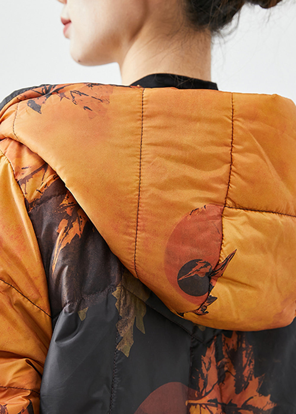 Drune | Orange Batik Chinesischer Knopf Daunen Wintermäntel