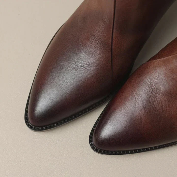 Drune | damenstiefelette aus leder mit blockabsatz