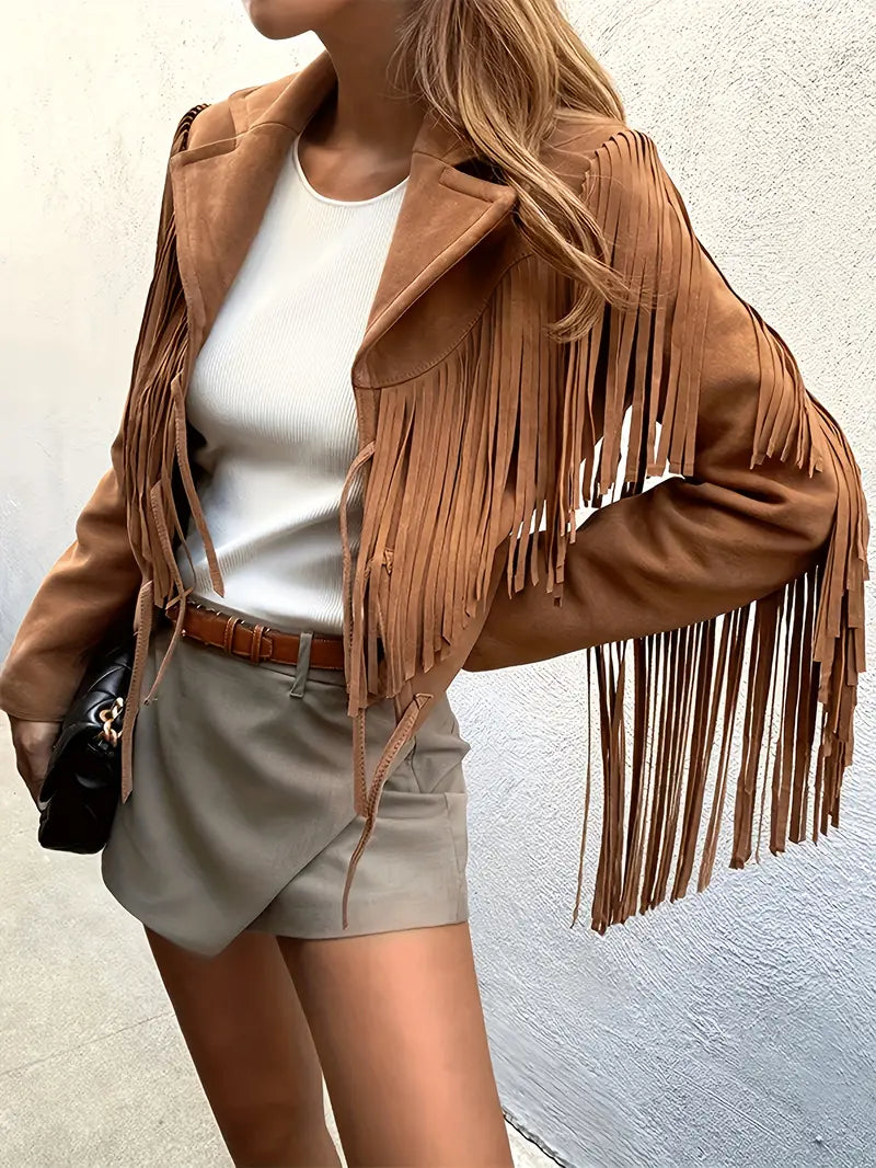 Drune | Fransenjacke mit Reverskragen Lange Ärmel