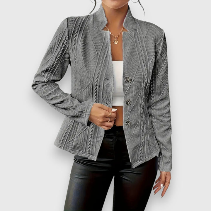 Drune | Ärmel Gestrickter Blazer für Den Winter Knopfschluss
