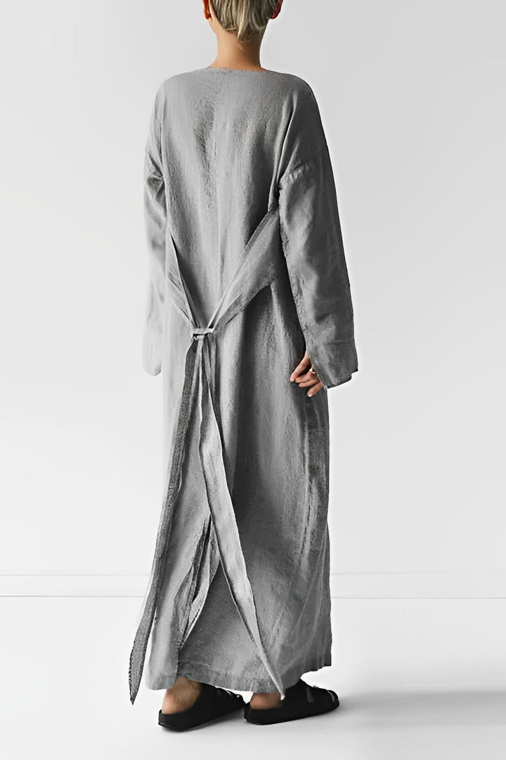 Drune - Leinen Wickel Maxikleid