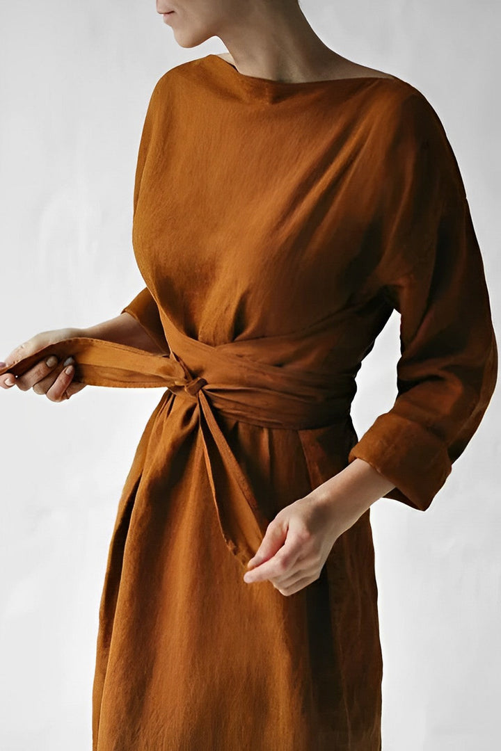 Drune - Leinen Wickel Maxikleid