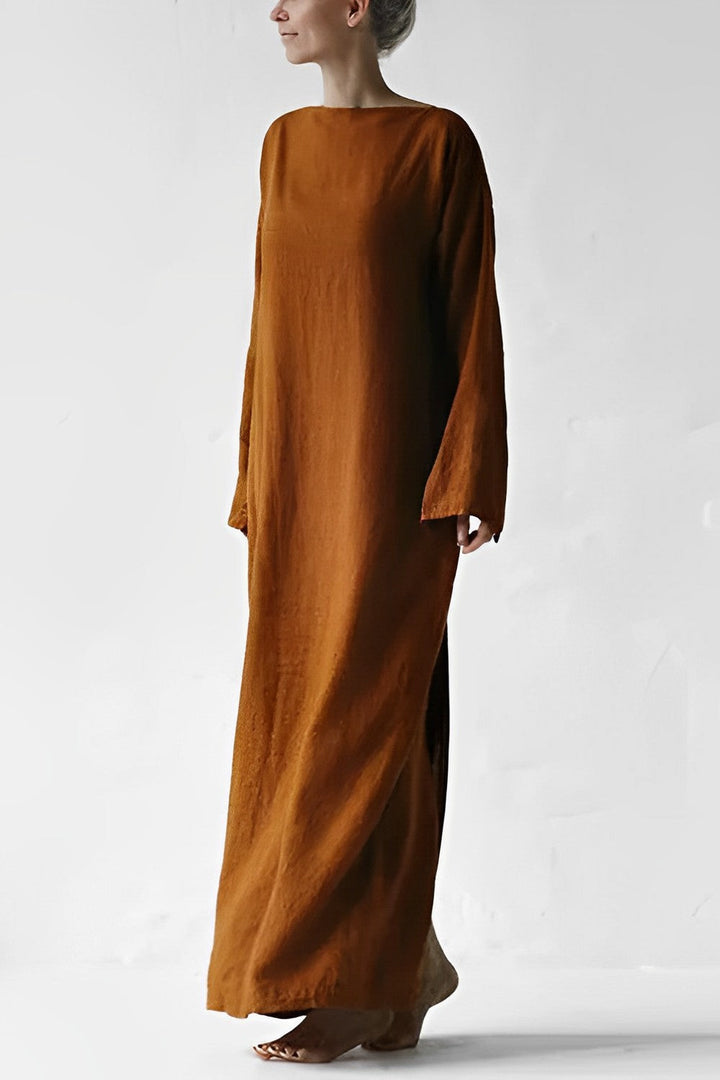 Drune - Leinen Wickel Maxikleid