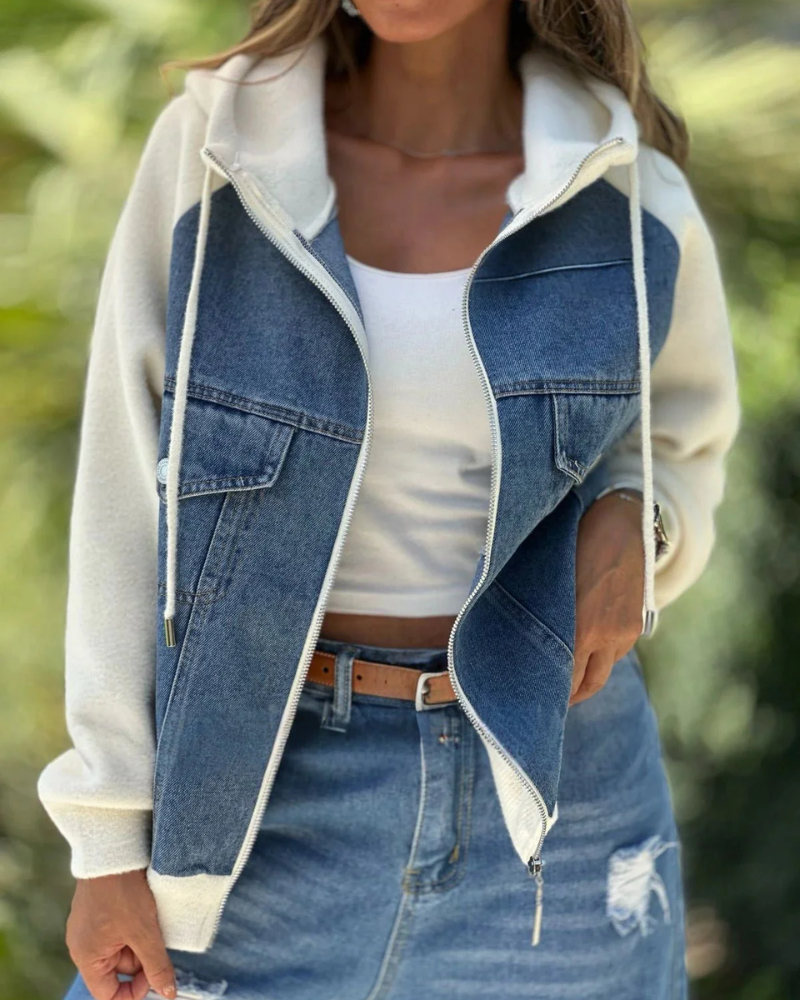 Drune | Übergangsjacke mit Denimfront und Kapuze, Lässig