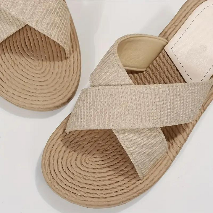 Drune | Pantoletten Slip On Cross Bands Schuhe für den Sommer Flache Sandalen