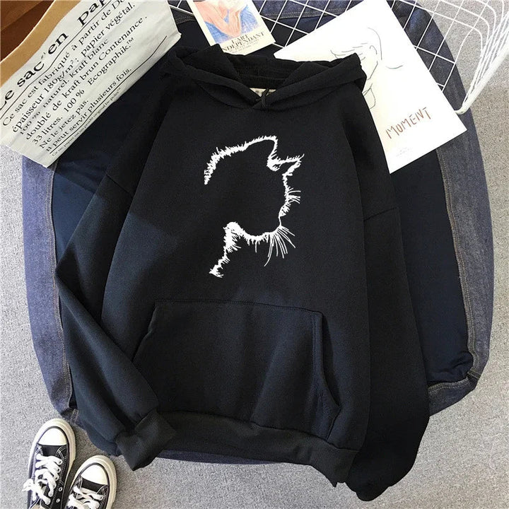 Drune | Damen Hoodie mit Katzenmotiv