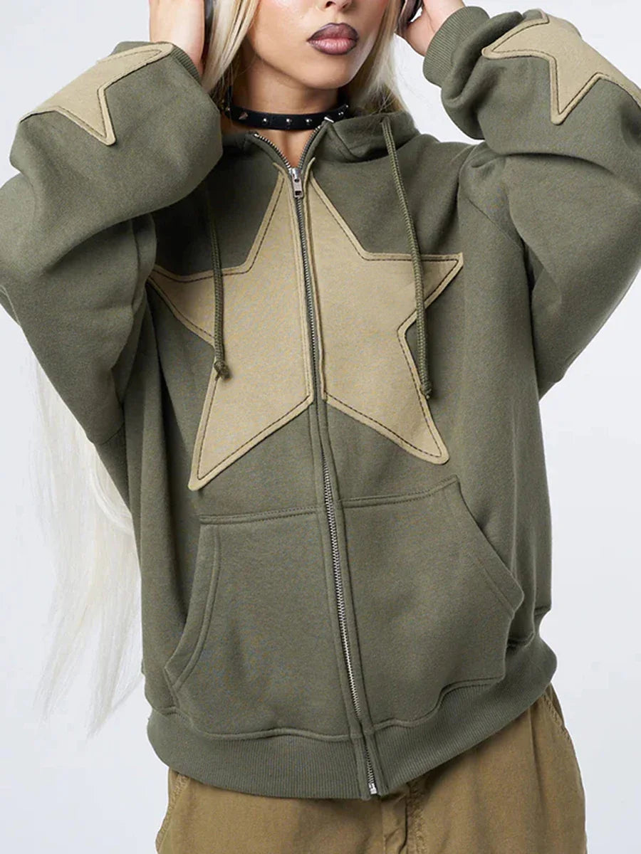 Drune | Damen Strickjacke mit Sternenprint