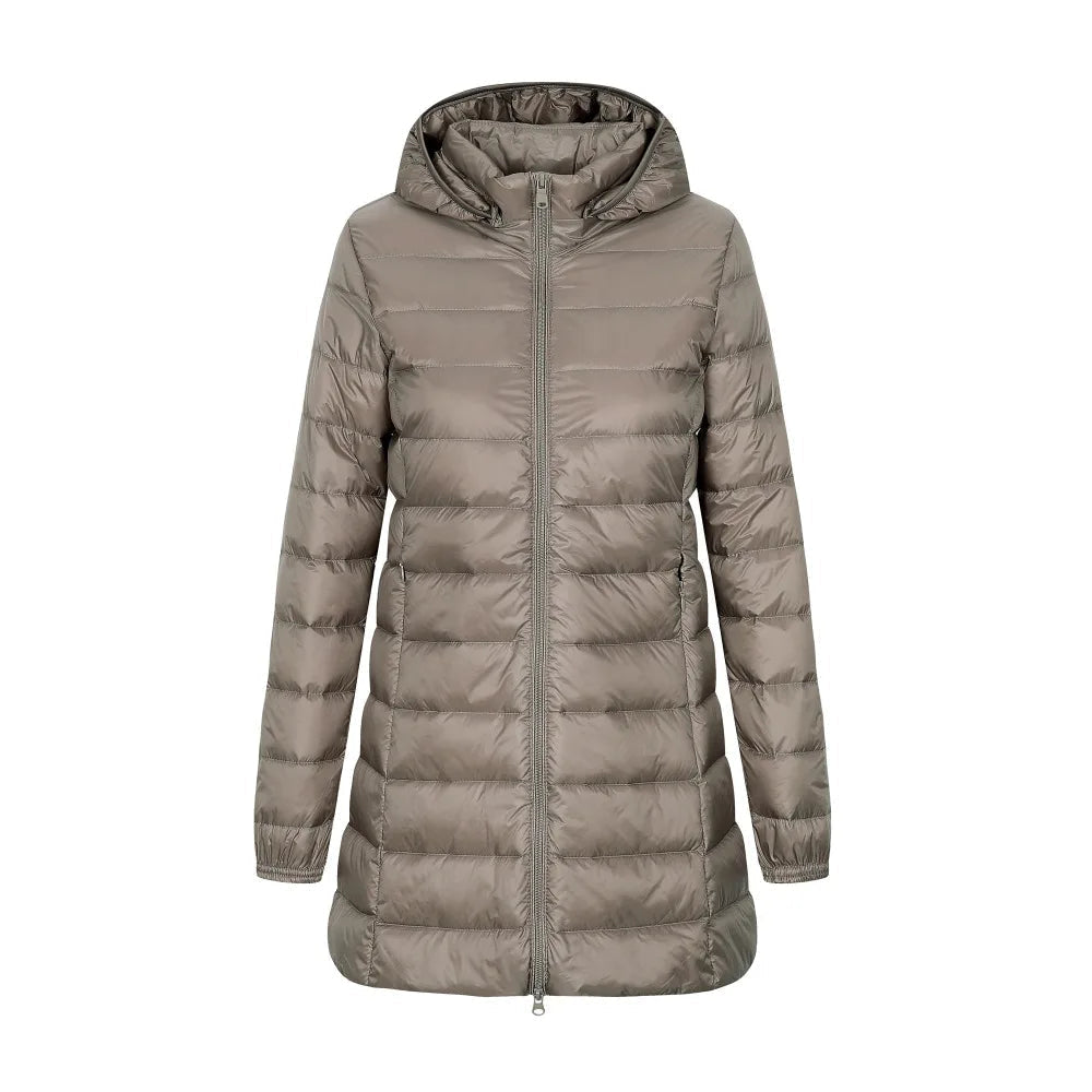Drune | Lange gesteppte Damenjacke mit Kapuze Yvette
