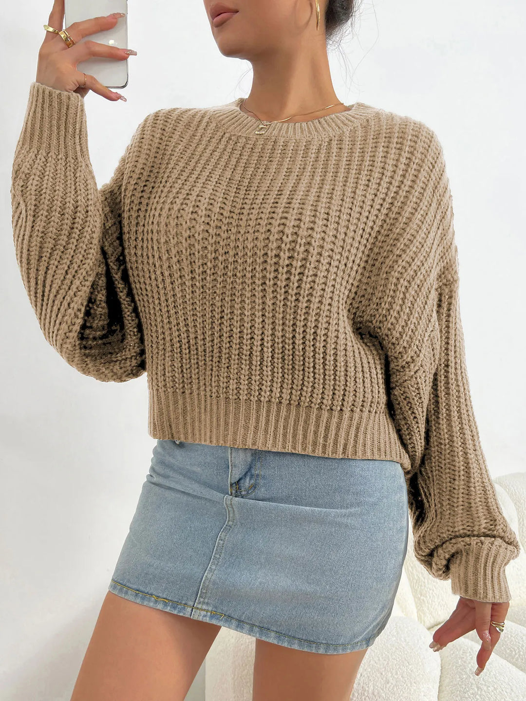 Drune | Damenpullover mit Batwing-Ärmeln und Rundhalsausschnitt