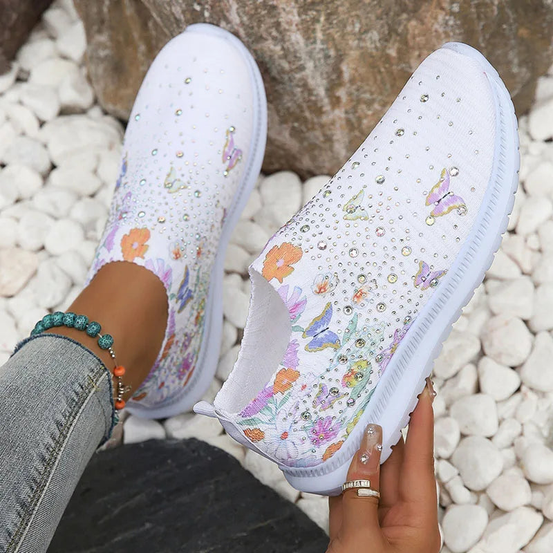 Drune –  Atmungsaktive Strick-Plattformschuhe mit Blumenmuster