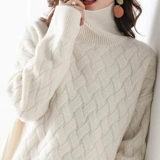 Drune | Pullover - Damen Herbst Hoher Hals Wollstrickpullover
