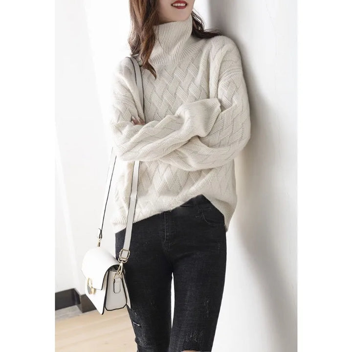 Drune | Pullover - Damen Herbst Hoher Hals Wollstrickpullover