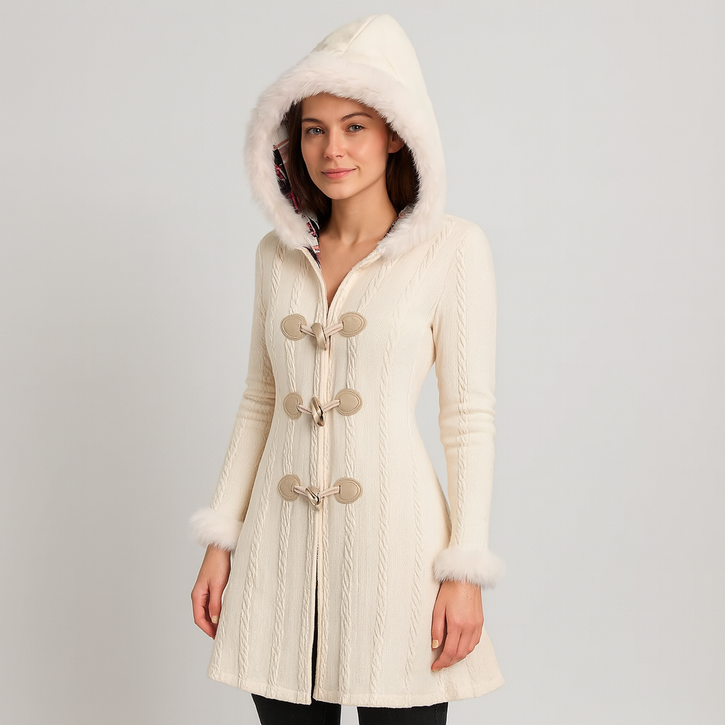 Drune | Strickjacke mit Kapuze Auslaufender Saum Strickjacke Damenjacke