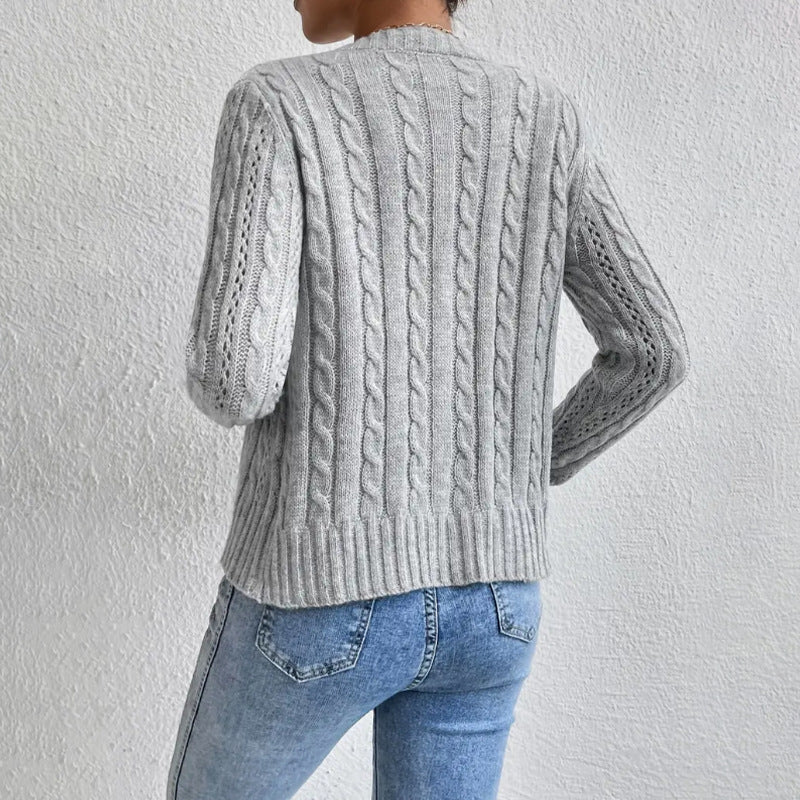 Drune | Damen Strickcardigan mit Kabelmuster und Knopfverschluss