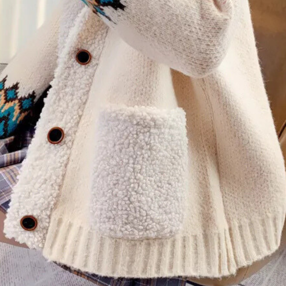 Drune | Gestrickte Winterjacke mit Fleecekragen - Freizeitmode