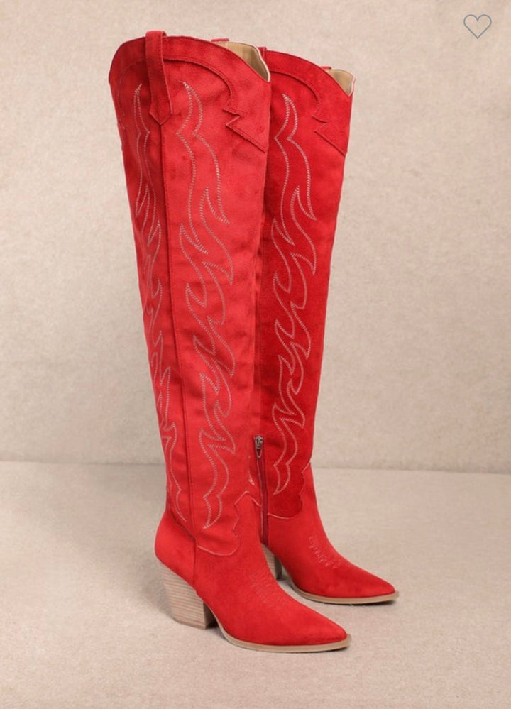 Damen Kniehohe Westernstiefel Drune