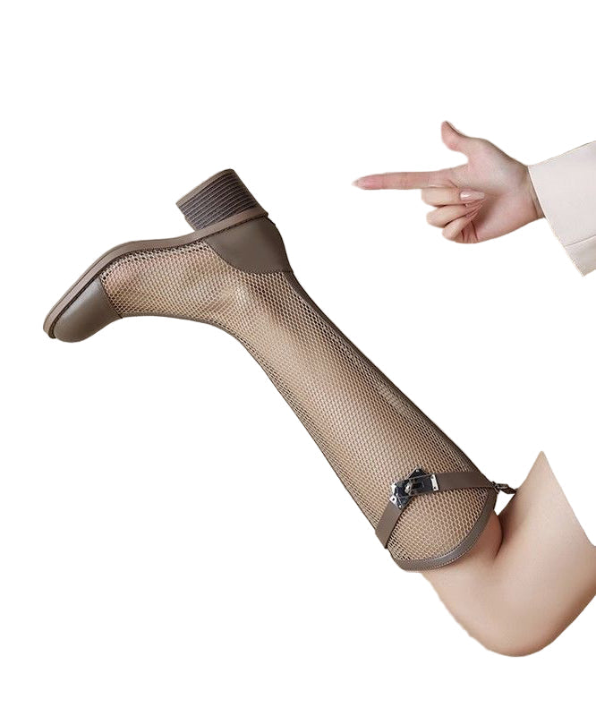 Damen-Knöchelstiefel aus Tüll mit Wildleder und Blockabsatz Drune