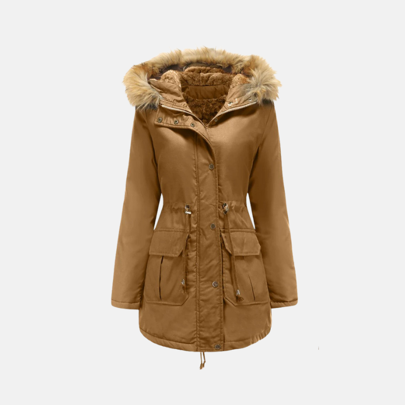 Drune | Damen Parka Winterjacke mit Fleece-Futter und Kunstfellkapuze