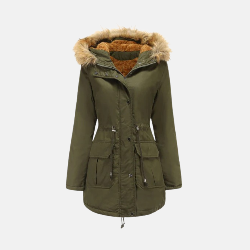 Drune | Damen Parka Winterjacke mit Fleece-Futter und Kunstfellkapuze