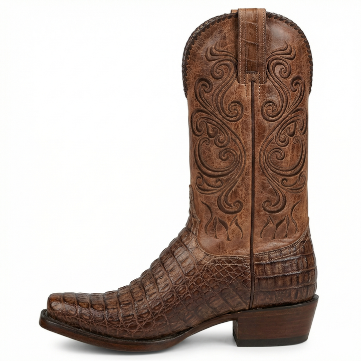 Drune | Westernstiefel - Geprägtes Leder mit Blockabsatz