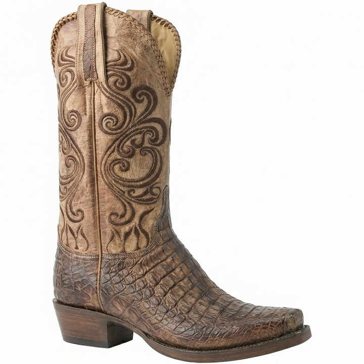 Drune | Westernstiefel - Geprägtes Leder mit Blockabsatz