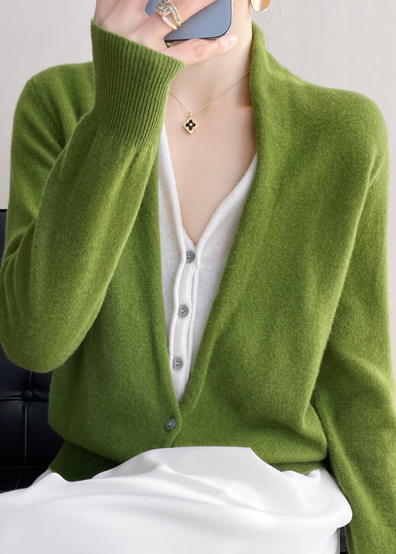 Drune | Damen Wolle Strickjacke mit V-Ausschnitt und Patchwork Design